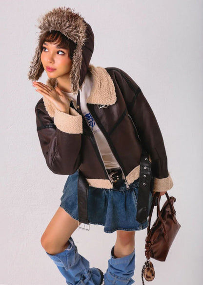 ZMAYR™ Giacca Corta con Pelliccia – Stile Aviatore