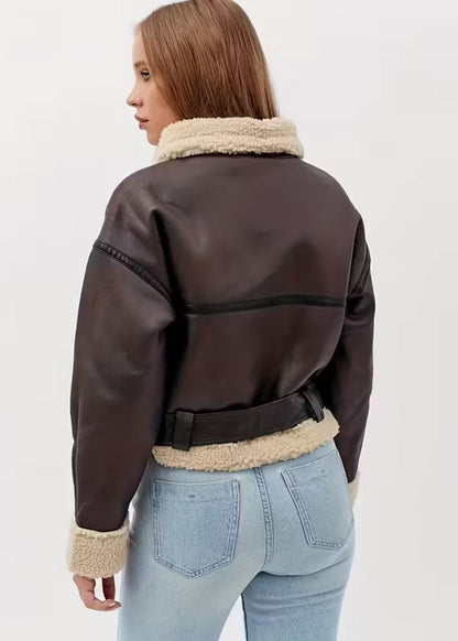 ZMAYR™ Giacca Corta con Pelliccia – Stile Aviatore